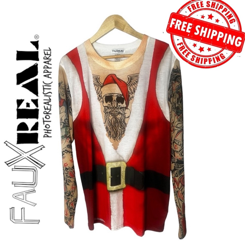 Faux Real Photo Realistic Motorcycle Gang Shirt Tattoo Sleeves  XL FREE SHIPPING
